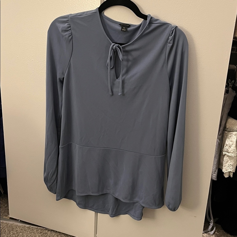Ann Taylor Blue Tie Women's Top